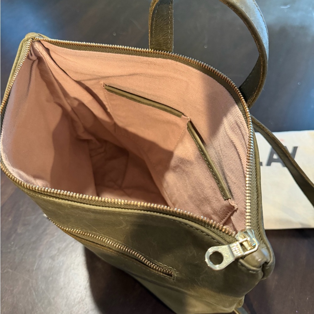 Parker Clay Olive Leather Backpack Purse - Miramar Mini Backpack - Picture 7 of 8
